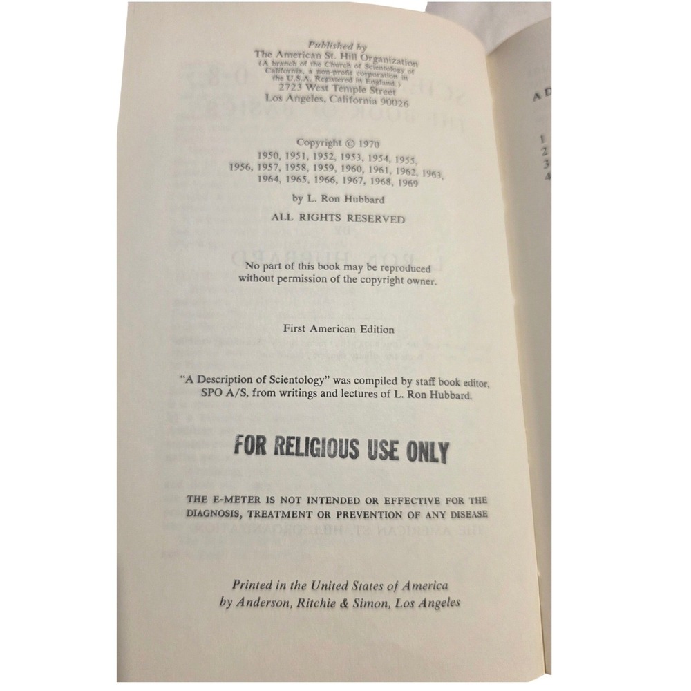 Scientology 0-8‎ The Book of Basics L. Ron Hubbard 1970 First American Edition - Picture 4 of 7